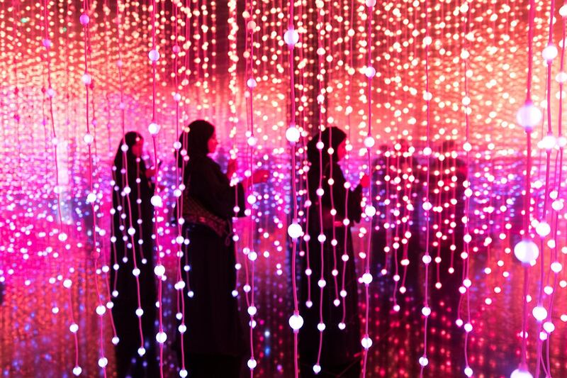 DUBAI, UNITED ARAB EMIRATES - Feb 11, 2018.

People walk into the light installation at "You Are Light" exhibit by Mohammed Bin Rashed Centre for Government Initiation, showing at World Government Summit 2018.

(Photo: Reem Mohammed/ The National)

Reporter: 
Section: NA