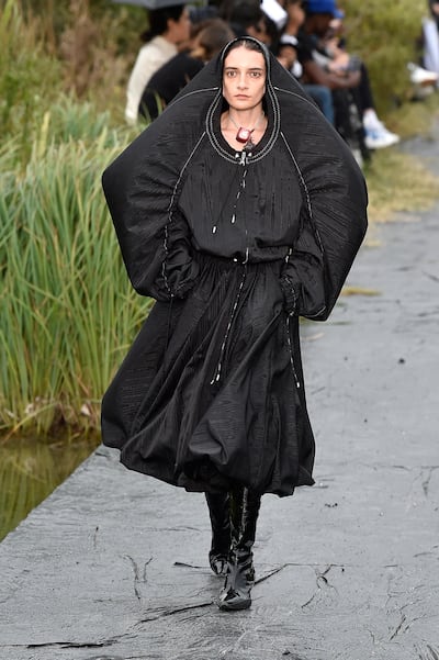 PARIS, FRANCE - SEPTEMBER 24: A model walks the runway during the Marine Serre Womenswear Spring/Summer 2020 show as part of Paris Fashion Week on September 24, 2019 in Paris, France. (Photo by Aurelien Meunier/Getty Images)