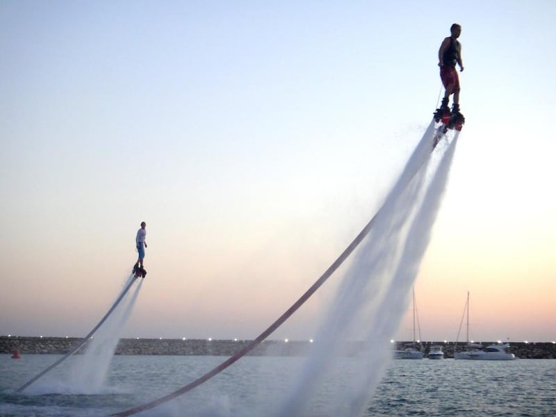 The Zapata Flyboarders will be performing on the Corniche as part of Abu Dhabi Science Festival. Courtesy Abu Dhabi Science Festival