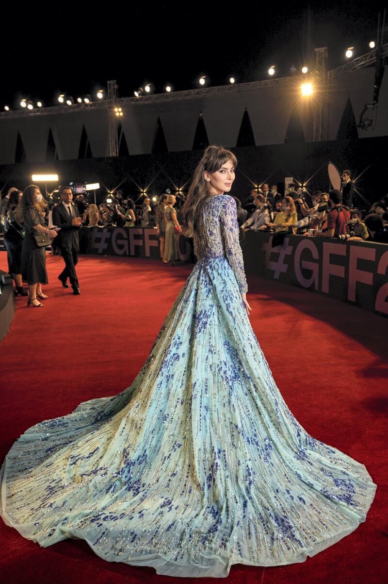 Lebanese model Stephanie Saliba arrives to the opening ceremony of 4th edition of El Gouna Film Festival, in El Gouna, Egypt on October 23, 2020.