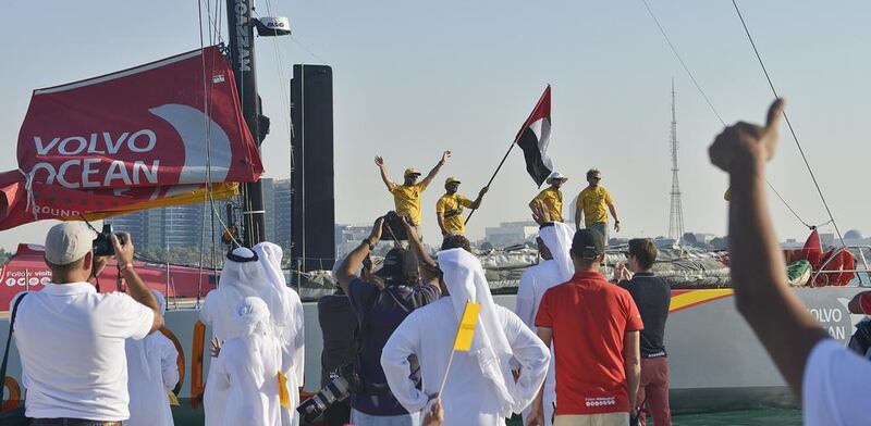 Abu Dhabi Ocean Racing arrive in Abu Dhabi on Saturday at the end of the second leg of the Volvo Ocean Race. Photo Courtesy / Volvo Ocean Race