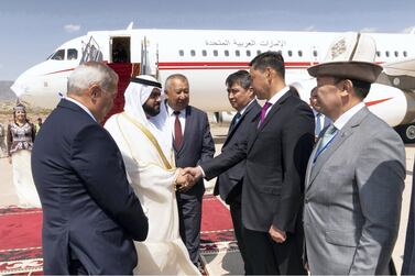 BISHKEK, 2nd September 2018 (WAM) - H.H. Sheikh Mohammed bin Hamad bin Mohammed Al Sharqi, Crown Prince of Fujairah, attended today the opening ceremony of the 3rd World Nomad Games at the beginning of his visit to Kyrgyzstan. Upon his arrival at Issyk-Kul airport, Sheikh Mohammed bin Hamad was received by Zamirbek Akmatov, Vice Prime Minister of Kyrgyzstan and a number of officials. WAM