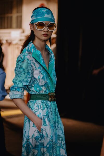 Backstage at the Etro spring/summer 2021 show. Courtesy Etro