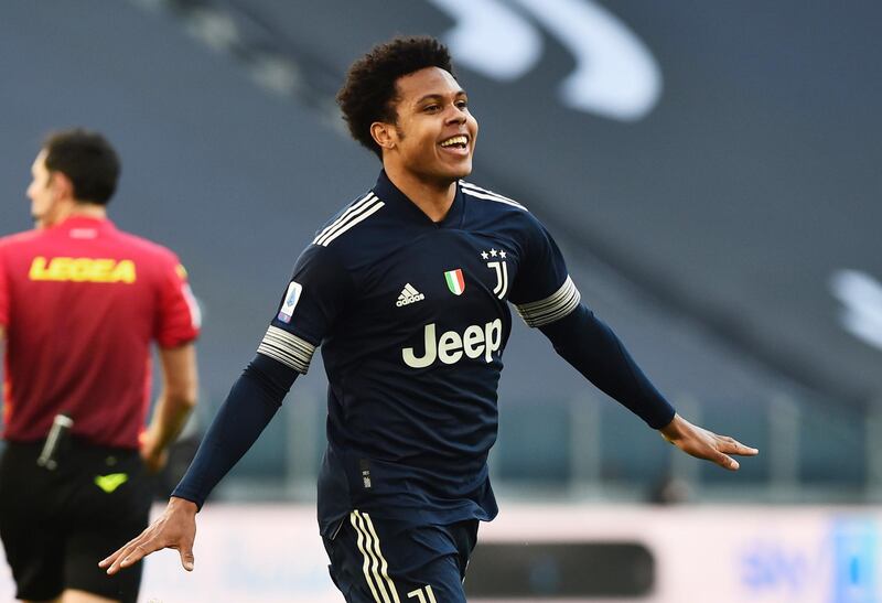 Juventus' Weston McKennie celebrates scoring their second. Reuters