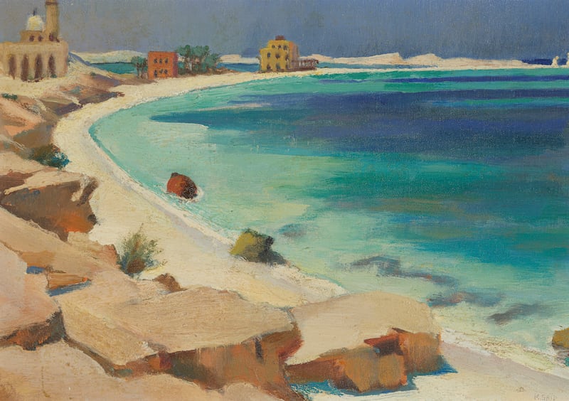 Mahmoud Saïd's 1948 seascape 'Les falaises-la baie à Marsa Matrouh (esquisse)'.