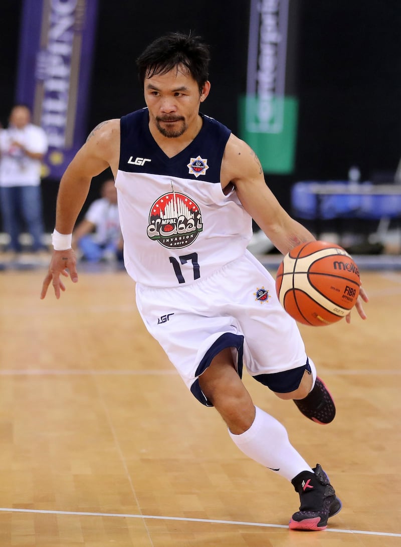 Dubai, United Arab Emirates - September 27, 2019: Dubai Invasion 2019, MPBL event, headlined by Manny Pacquiao in an All Star game. Friday the 27th of September 2019. Hamden Sports Complex, Dubai. Chris Whiteoak / The National