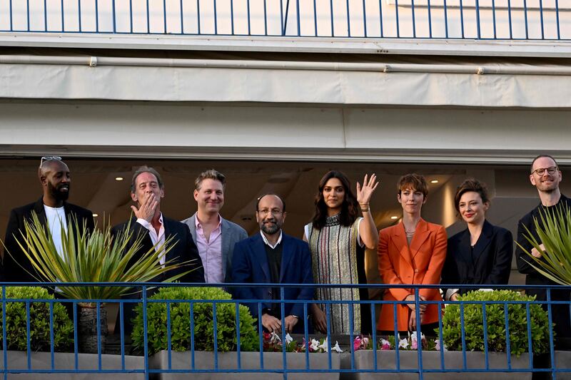Cannes Film Festival jury members from left to right: French director Ladj Ly; French actor and president of the jury Vincent Lindon; US film director Jeff Nichols; Iranian director Asghar Farhadi; Indian actress Deepika Padukone; British actress Rebecca Hall; Italian actress Jasmine Trinca; and Norwegian film director Joachim Trier on the eve of the opening ceremony. AFP