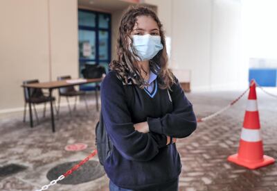 Abu Dhabi, United Arab Emirates, February 16, 2021.  Pupils return to school on Sunday at British School Al Khubairat. -- Janna Karajeh, eight grader from the UK.
Victor Besa/The National
Reporter:  Haneen Dajani
Section:  NA