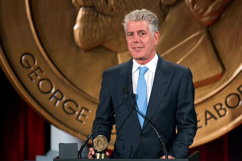 FILE PHOTO: Television personality Anthony Bourdain speaks about the show "Parts Unknown" after the show won a Peabody Award in New York, U.S., May 19, 2014. REUTERS/Lucas Jackson/File Photo