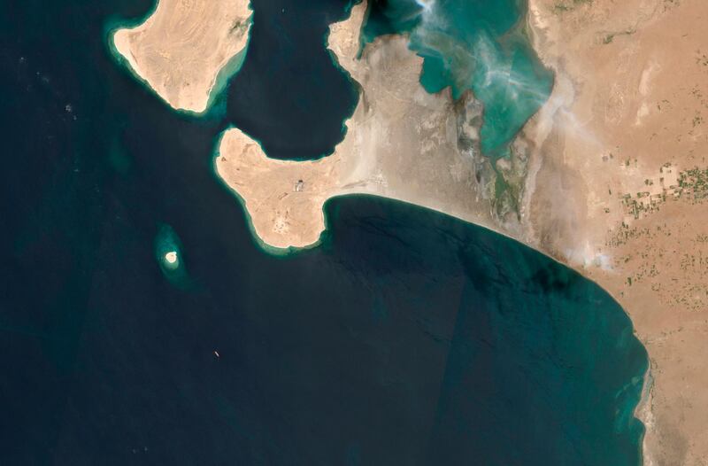 This satellite image provided by Manar Technologies taken June 14, 2020, shows the FSO Safer tanker moored off Ras Issa port, in Yemen. Houthi rebels are blocking the United Nations from inspecting an abandoned oil tanker moored off the coast of Yemen loaded with more than one million barrels of crude oil. UN officials and experts fear the tanker could explode or leak, causing massive environmental damage to Red Sea marine life. (Maxar Technologies via AP)