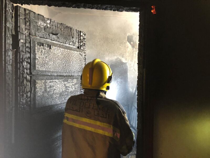 Fire crews battled a blaze which destroyed a villa in Ras Al Khaimah. Courtesy Ras Al Khaimah Civil Defence