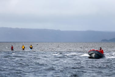Whale rescue operations near the remote west coast town of Strahan on the island state of Tasmania, Australia, 23 September 2020. EPA