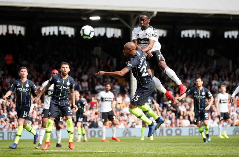 Fulham's Neeskens Kebano in action with Manchester City's Fernandinho. Reuters