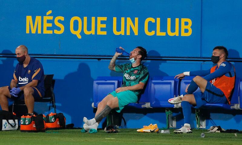 Lionel Messi after being substituted. Reuters