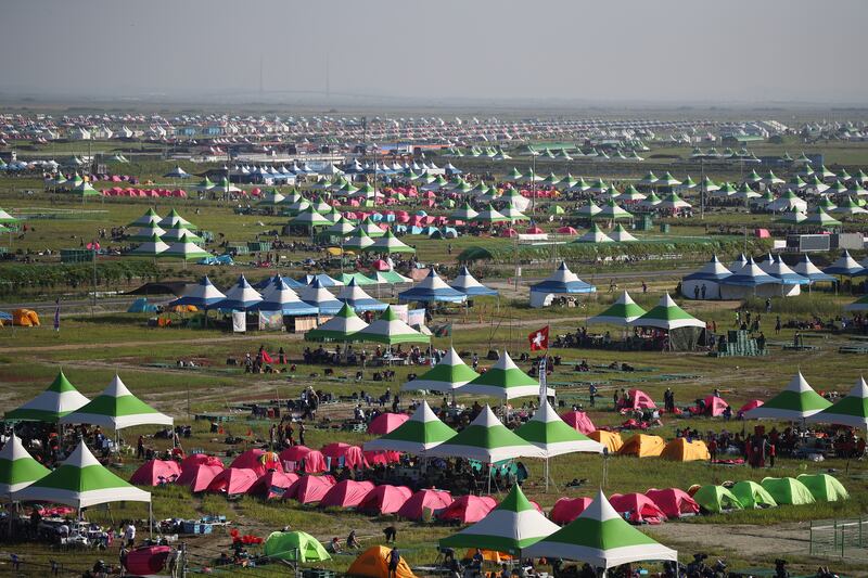 Tents line the site. Getty Images