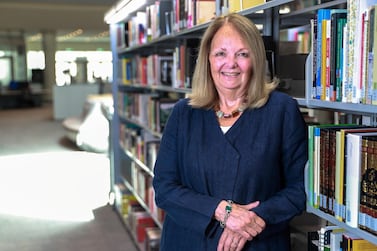 Retired head librarian Ginny Danielson from New York University Abu Dhabi library, which aims to digitise up to 25,000 Arabic books by 2020. Victor Besa / The National