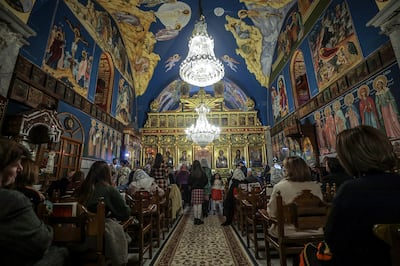 Orthodox Christmas Mass at St Porphyrius Church in Gaza City in January.  EPA
