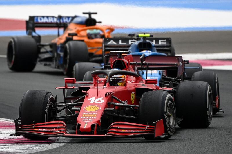 Ferrari's Charles Leclerc, who finished down in 15th, ahead of Alpine driver Esteban Ocon (14th) and McLaren's Daniel Ricciardo (sixth). AFP