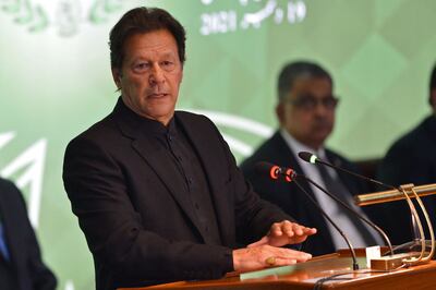 Pakistan's Prime Minister Imran Khan rejected any threats made against the UAE. Farooq Naeem /  AFP
