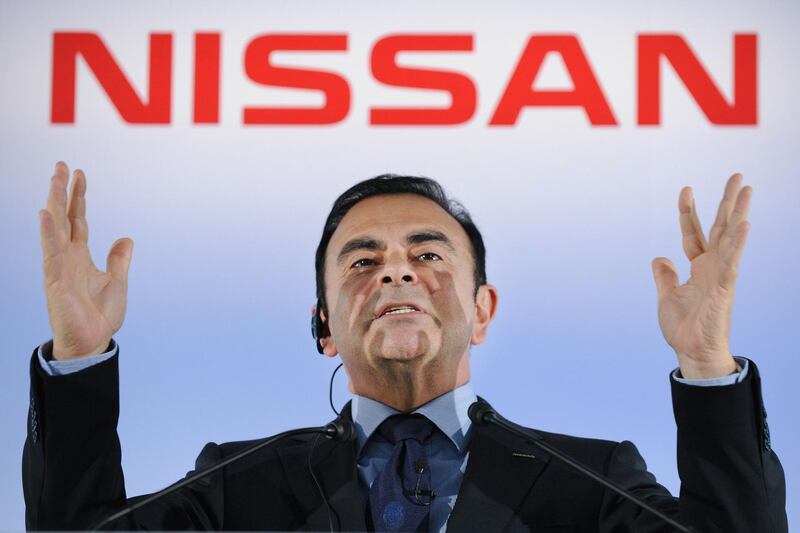 (FILES) In this file photo taken on May 11, 2012 President and CEO of Japan's auto giant Nissan Carlos Ghosn gestures as he answers questions during a press conference at the headquarters in Yokohama, suburban Tokyo. Former Nissan boss Carlos Ghosn on January 4, 2019 lodged a request for a hearing to clarify why he has been detained since his arrest in November, according to the court. / AFP / Toru YAMANAKA
