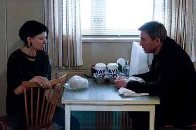 Rooney Mara and Daniel Craig in The Girl with the Dragon Tattoo. Courtesy Columbia Pictures