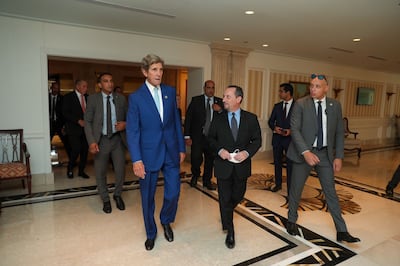 John Kerry arrives for the Egypt ICF Forum in Cairo, Egypt. Photo: Photo: US Embassy Cairo