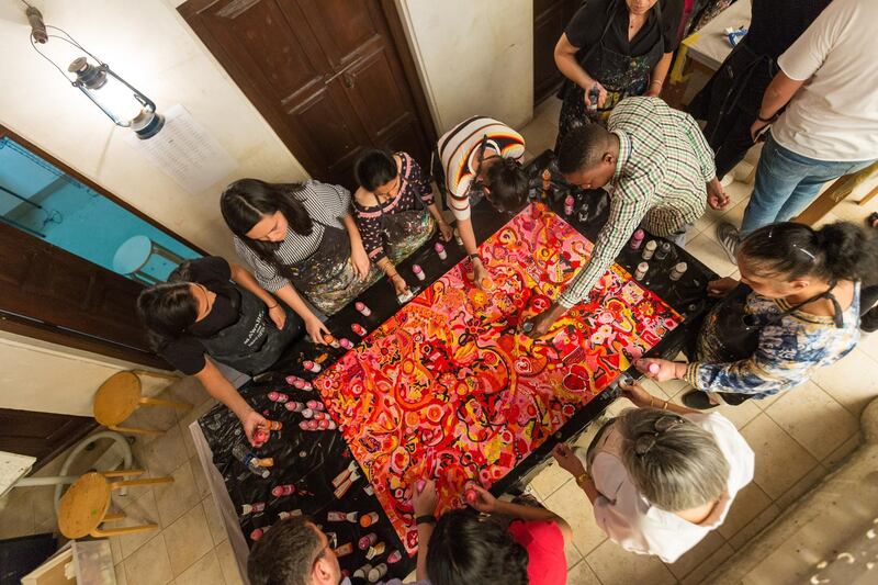 Artists with special needs at a non-profit studio Mawaheb in Dubai learning new techniques.  The studio that would have celebrated its 10th anniversary this month has shut down amid the coronavirus pandemic. Courtesy: Mawaheb 