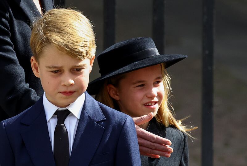 Prince George and Princess Charlotte after the State Funeral of Queen Elizabeth II at Westminster Abbey in September 2022. Getty Images