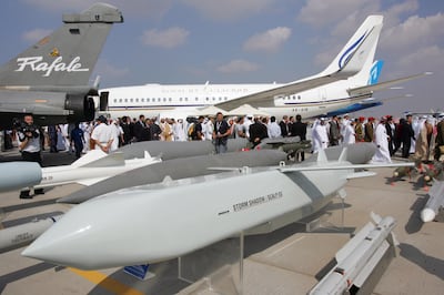 French-made Storm Shadow/Scalp EG cruise missiles, on display at Dubai Air Show. AFP