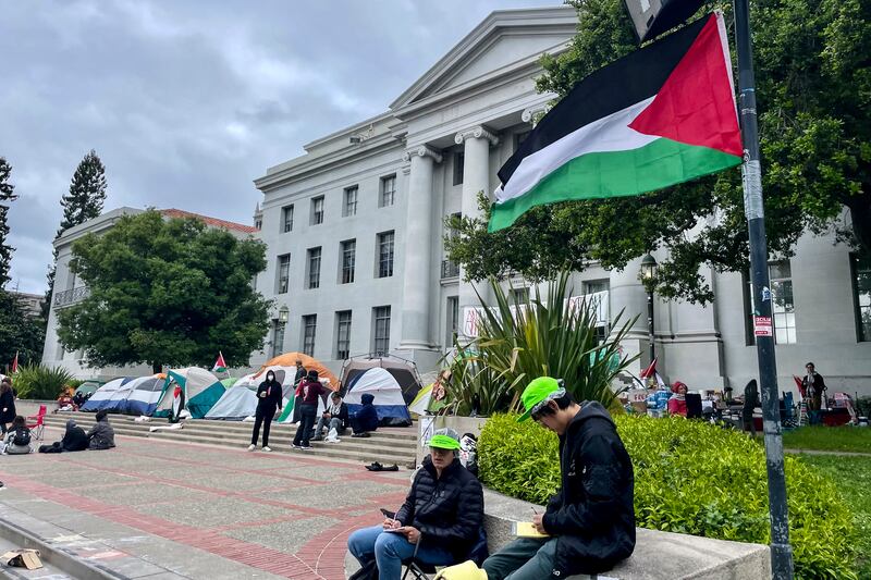 Pro-Palestinian protesters gather in front of Sproul Hall on the campus of the University of California, Berkeley. AP
