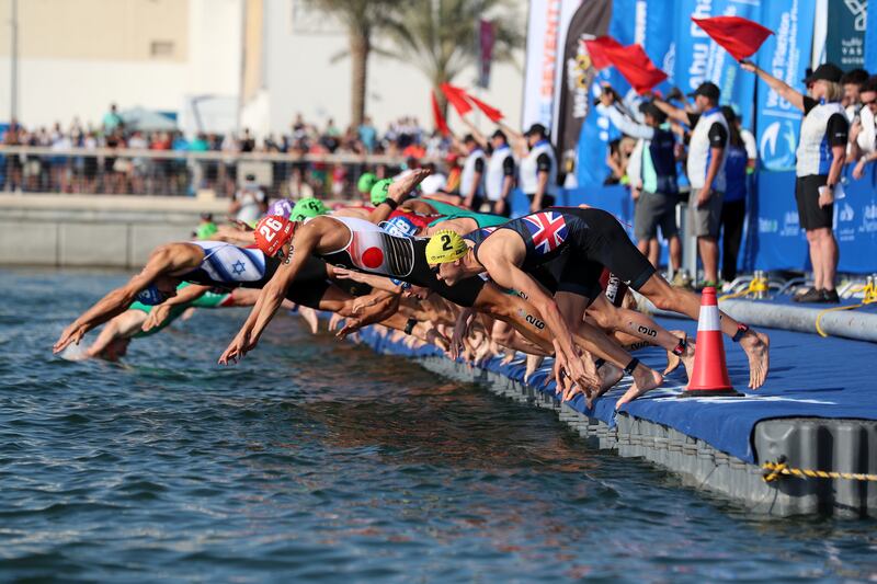 Alex Lee at the start of the World Triathlon Championship Finals