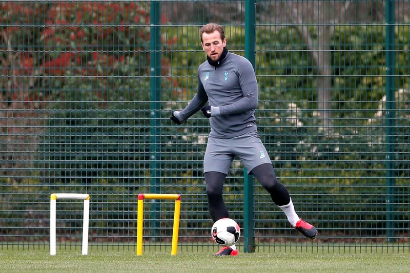 Tottenham Hotspur striker Harry Kane during training. Reuters
