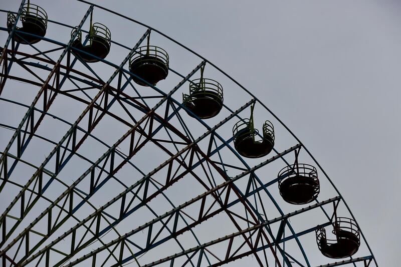 A ferris wheel is seen empty from riders, during a lockdown in Beirut, Lebanon. AP Photo