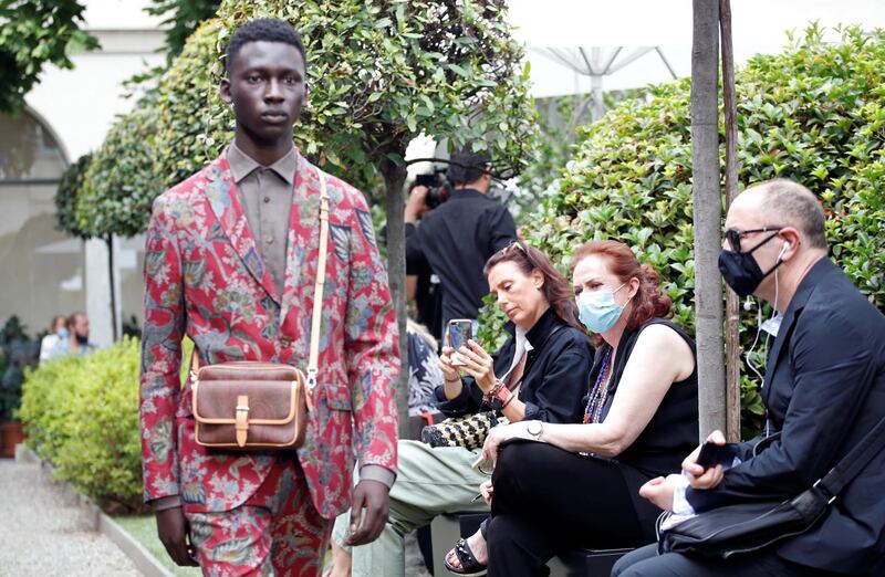 Etro's Spring/Summer 2021 men's collection and women's pre-collection fashion show was livestreamed from the Four Seasons hotel during Milan Digital Fashion Week in Italy. Reuters