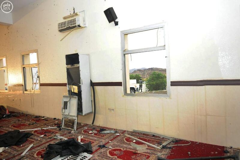 A view of a room in a damaged mosque inside a police compound after a suicide bombing attack in the city of Abha, Saudi Arabia on August 6. AP