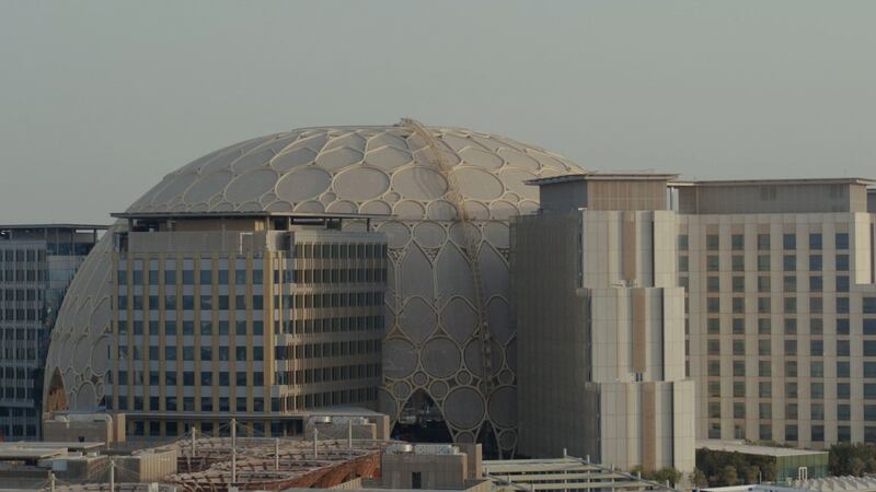 Footage of the Al Wasl Plaza, called the crown jewel and centrepiece of the site.