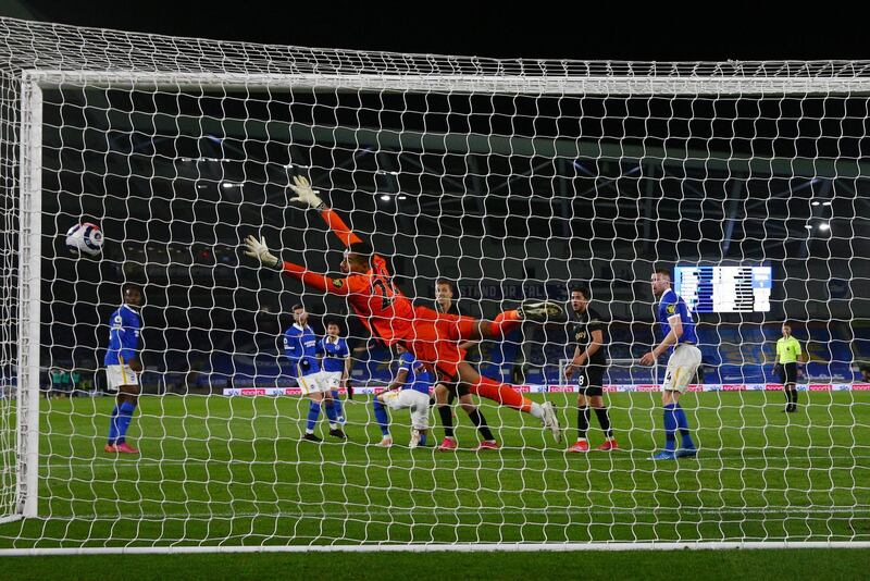 West Ham United's Said Benrahma scores their first goal. Reuters