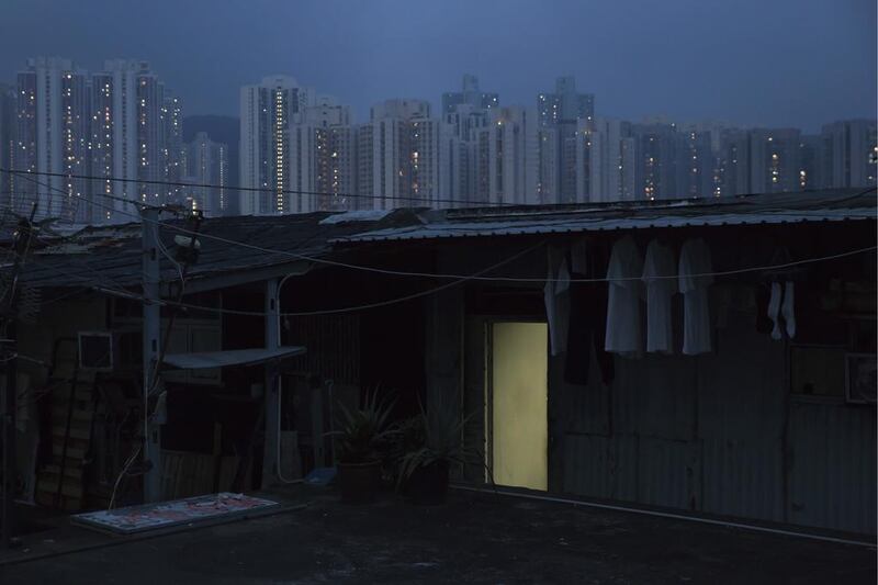 An illegal rooftop hut is seen in Hong Kong.