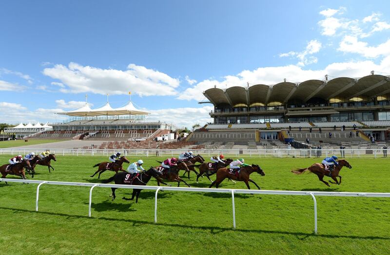 Space Blues, ridden by William Buick, wins the Lennox Stakes during Day 1 of the Goodwood Festival in England on Tuesday, July 28. PA