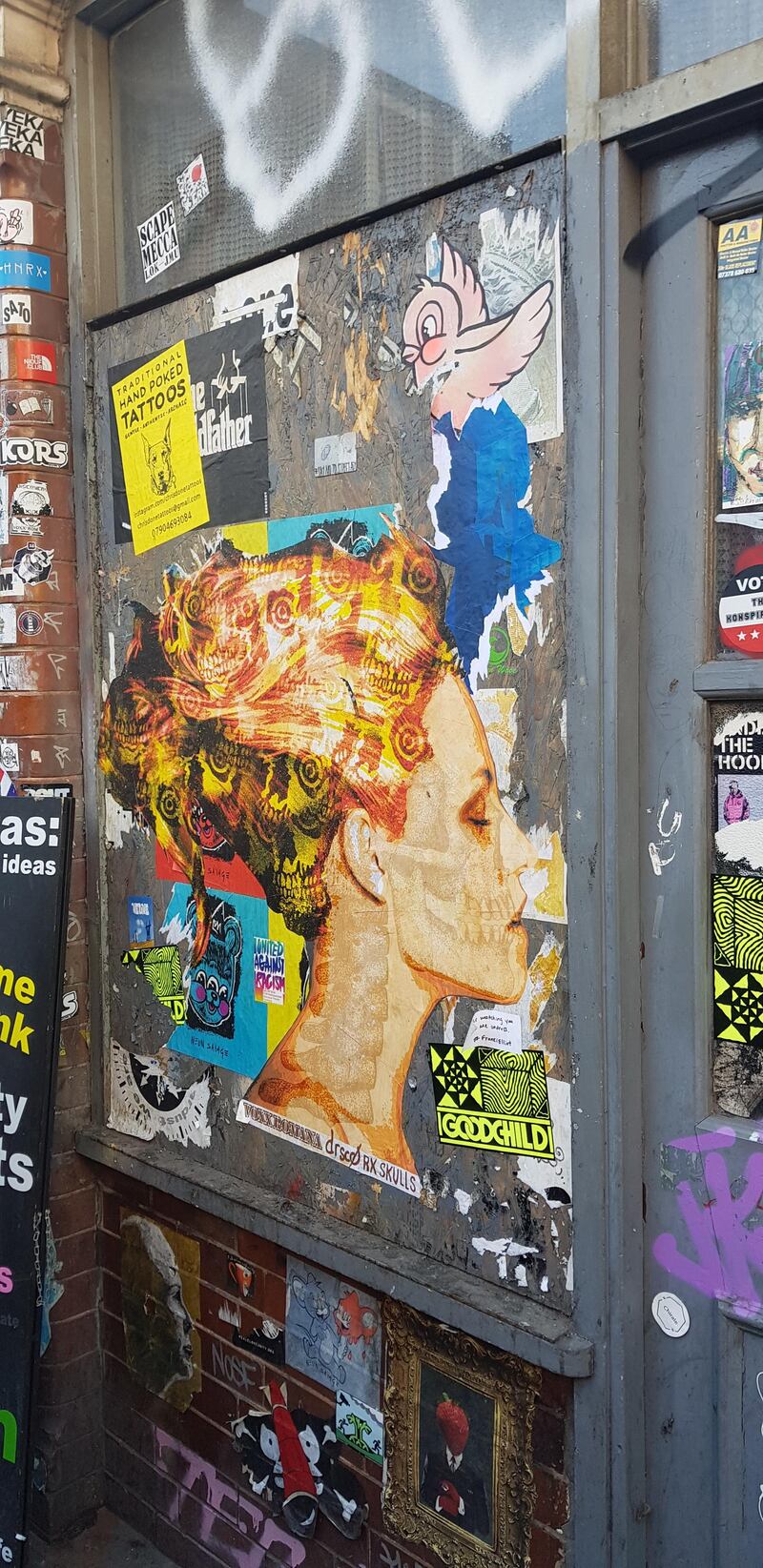 A striking mash-up of street art in Shoreditch. Photo by Rosemary Behan