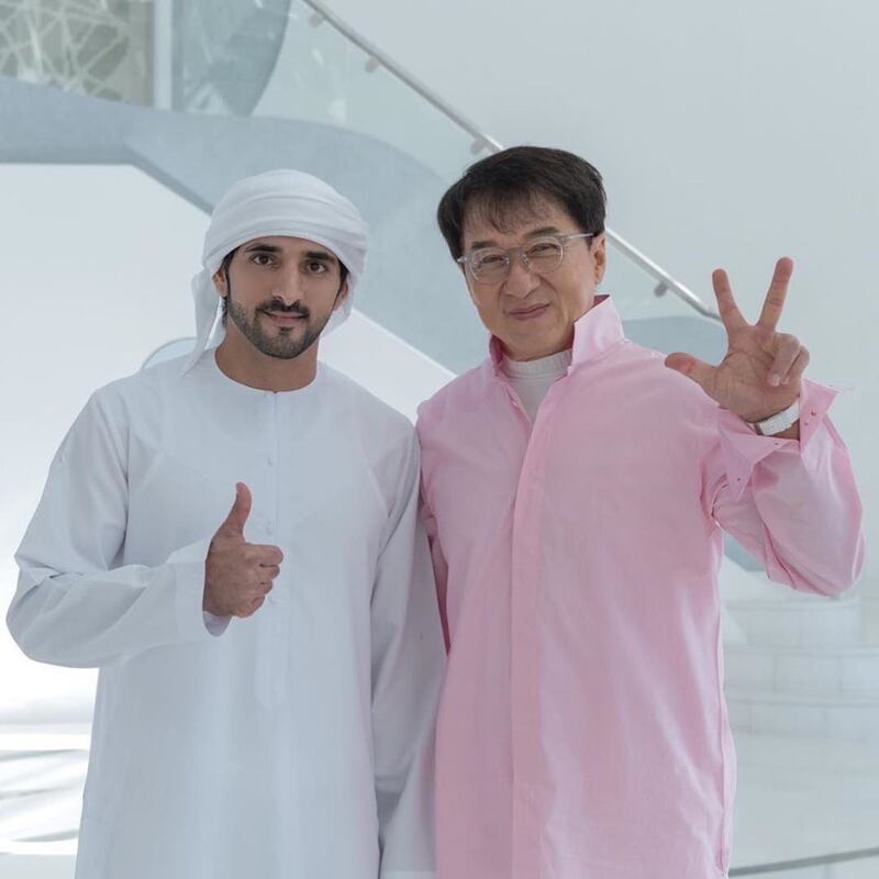 Hong Kong film legend Jackie Chan met with Crown Prince of Dubai Sheikh Hamdan bin Mohammed during his visit to the emirates. Instagram