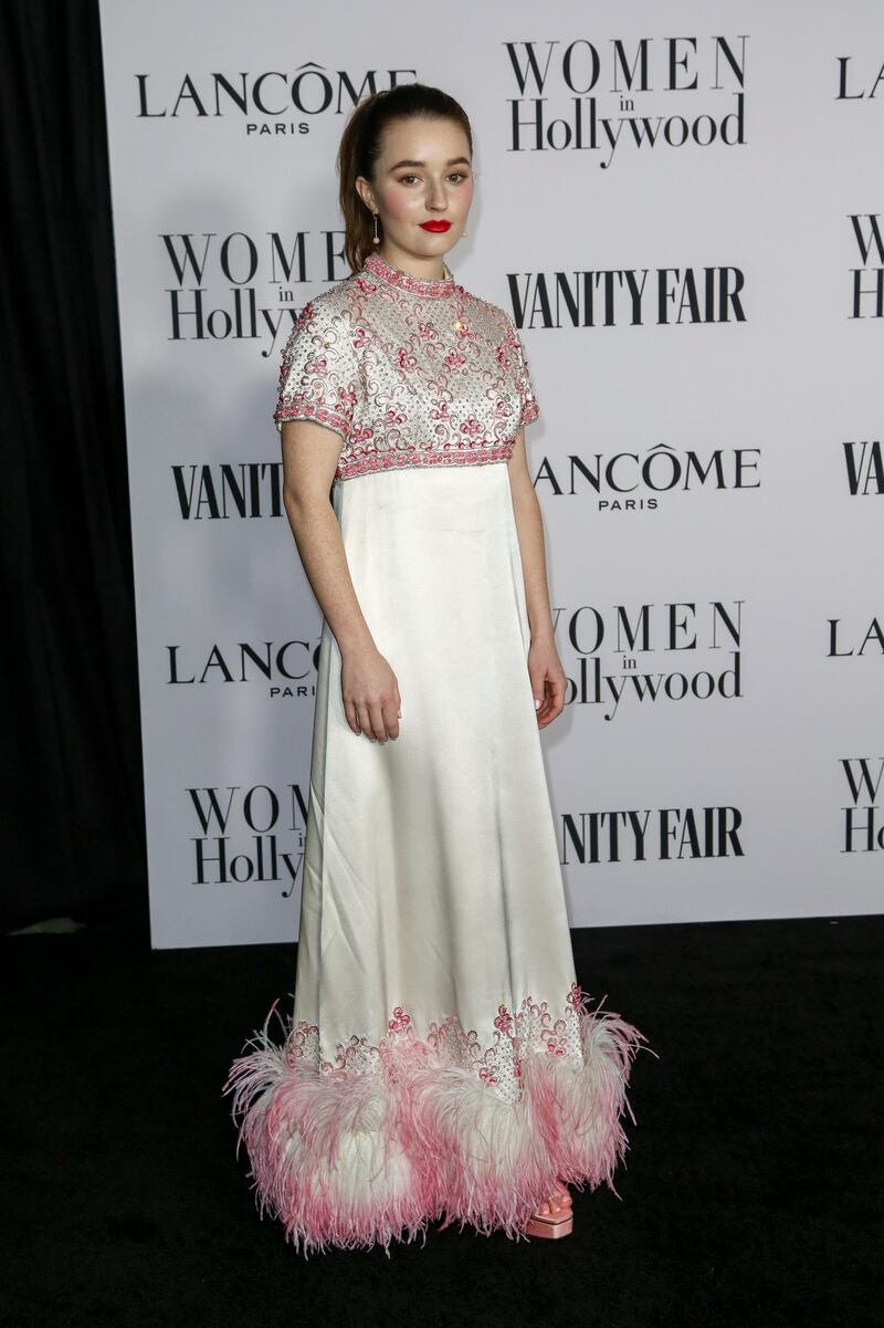 Kaitlyn Dever in vintage Christian Dior at the Vanity Fair and Lancome Women In Hollywood Celebration at the Soho House in Hollywood, California. EPA