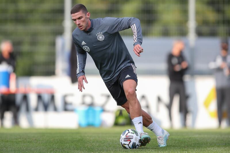 Robin Gosens during a training session at ADM-Sportpark ahead of Germany's Uefa Nations League group stage match against Spain. Getty Images