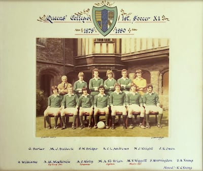 Mohamed El-Erian, middle of the front row, while captain of the Queens' College football team in the 1979/1980 season. Courtesy Mohamed El-Erian