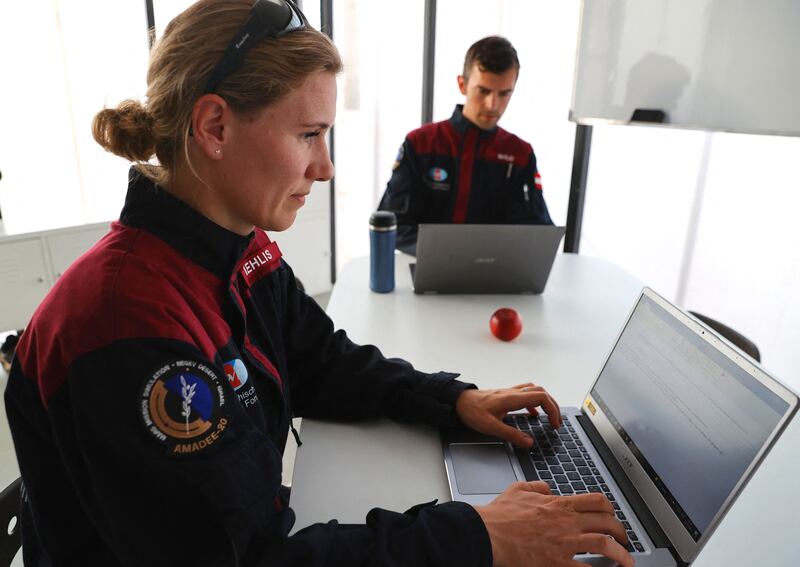 German astronaut Anika Mehlis and Austrian colleague Robert Wild get ready for the mission. AFP