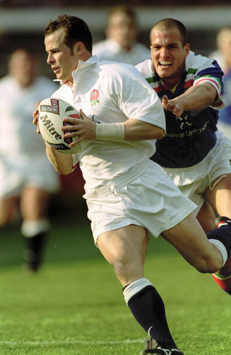 England's Austin Healey races through to score another try during their victory in Rome  (Photo by Matthew Ashton/EMPICS via Getty Images)