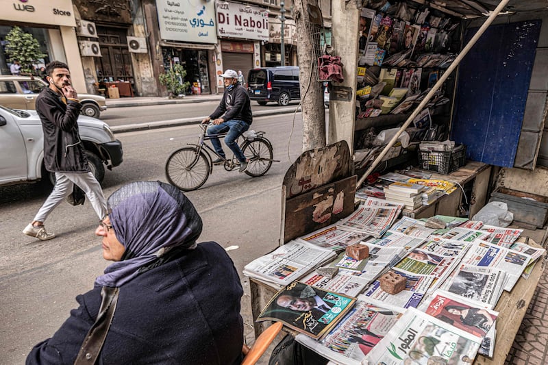 A newsstand along Kasr Al Aini street in Cairo AFP