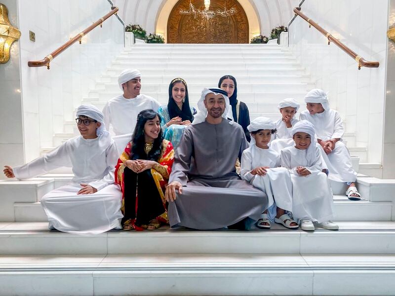 Sheikh Mohamed bin Zayed, Crown Prince of Abu Dhabi and Deputy Supreme Commander of the Armed Forces, has shared a picture of himself enjoying Eid Al Fitr with his family. Photo: Sheikh Mohamed bin Zayed Twitter