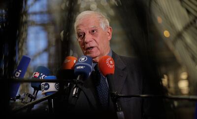 Josep Borrell met EU foreign ministers in Brussels on Monday, with the IRGC on the agenda. EPA