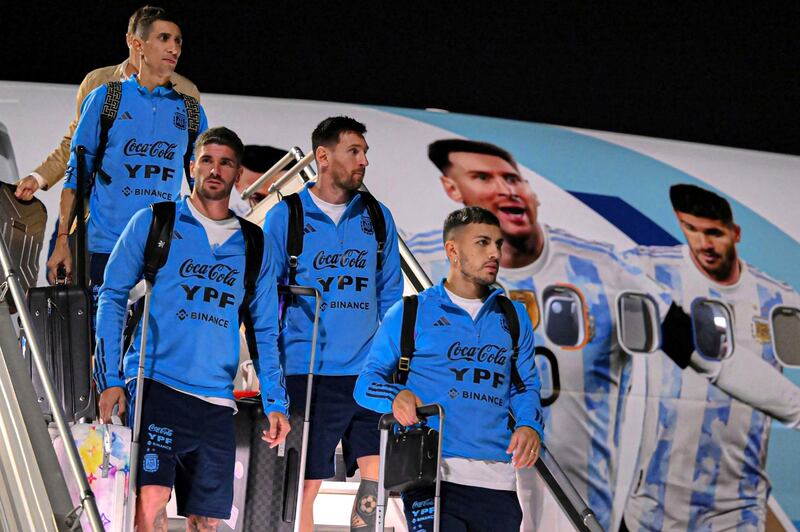 Messi and his Argentina team mates travelled to Qatar on a jet sporting flydubai's new World Cup livery. Photo: flydubai
